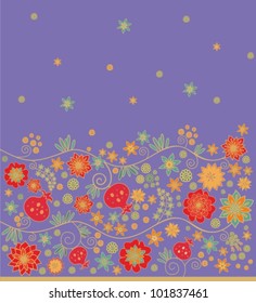 Vector decorative pomegranate textile border pattern on violet background
