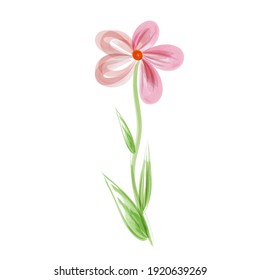 Vector decorative red flower isolated on a white background imitation of watercolor, for decoration of children's books, postcards