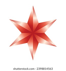 Vector decorative red star on white background.