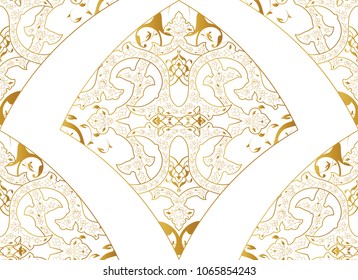 Vector decorative retro greeting card or invitation design. Exquisite rich and solemn Arabic pattern, stylish, elegant and modern interpretation of Islamic motifs.