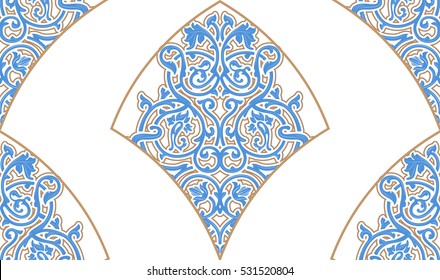 Vector decorative retro greeting card or invitation design. Exquisite rich and solemn Arabic pattern, stylish, elegant and modern interpretation of Islamic motifs.