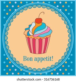 Vector decorative retro poster cupcake