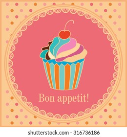 Vector decorative retro poster cupcake