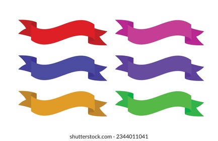 Vector decorative ribbon tape banner isolated on white background.