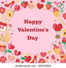 Vector decorative romance background for Valentine's day. Flat design style.