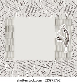 Vector decorative rooster with hand drawn ornamental body. Zodiac animal. Holiday New Year and Christmas cartoon.