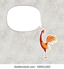 Vector decorative rooster with hand drawn ornamental body. Zodiac animal. Holiday New Year and Christmas cartoon.