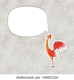 Vector decorative rooster with hand drawn ornamental body. Zodiac animal. Holiday New Year and Christmas cartoon.