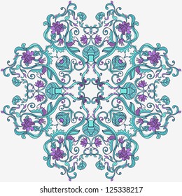 Vector Decorative Round Lacy Sample. Floral ornament in Style of  Baroque