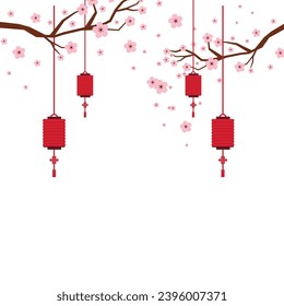 Vector decorative sakura tree for chinese new year festival background.