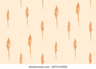 Vector Decorative Seamless colossus pattern on yellow background. Orange flowers ornament. Floral watercolor print for textile, wrapping paper, fabric