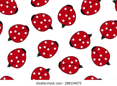 Vector decorative seamless texture with beautiful colorful ladybugs. You can use any color of background