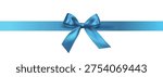 Vector decorative shiny gift turquoise ribbon with tied bow design element isolated on white background	
