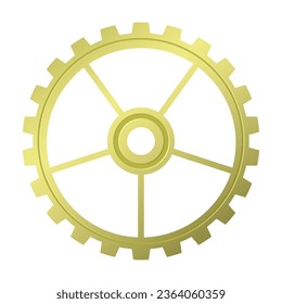 Vector decorative shiny metal gears on white background.