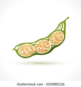 Vector decorative soy beens illustration- icon, logo design element. Abstract Ornamental pattern symbol for branding, identity