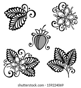 Vector Decorative Strawberry Bush, Set
