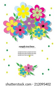 vector decorative stylized picture of a bouquet of flowers with text