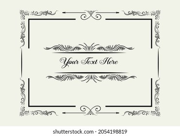 Vector decorative text stylish frames on light background
