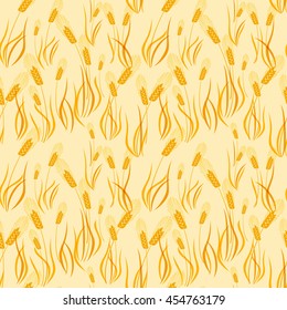 Vector decorative textile seamless pattern with wheat