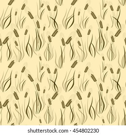 Vector decorative textile seamless pattern with wheat