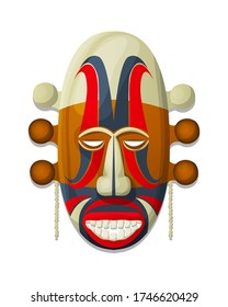 Vector decorative tribal mask, isolated object over white background