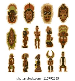 Vector Decorative Tribal Totem African Masks