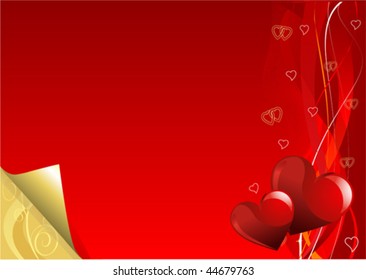 Vector decorative Valentine Day background with curled paper