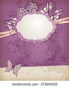 Vector decorative vintage background with label and flowers