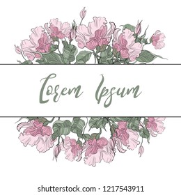 Vector decorative wedding invite. Postcard elegant template