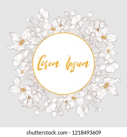 Vector decorative wedding invite. Postcard elegant template