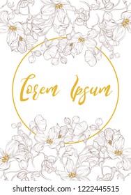Vector decorative wedding invite. Postcard elegant template