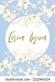Vector decorative wedding invite. Postcard elegant template