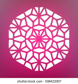 Vector Decorative White Kaleidoscope Mandala Ornament Illustration on Colorful Gradient Background. Abstract Decorative Design Element