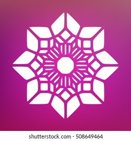 Vector Decorative White Kaleidoscope Mandala Ornament Illustration on Colorful Gradient Background. Abstract Decorative Design Element