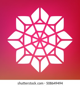 Vector Decorative White Kaleidoscope Mandala Ornament Illustration on Colorful Gradient Background. Abstract Decorative Design Element