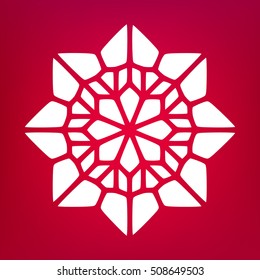 Vector Decorative White Kaleidoscope Mandala Ornament Illustration on Colorful Gradient Background. Abstract Decorative Design Element
