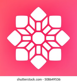 Vector Decorative White Kaleidoscope Mandala Ornament Illustration on Colorful Gradient Background. Abstract Decorative Design Element