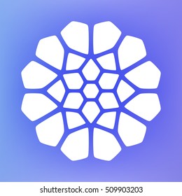 Vector Decorative White Kaleidoscope Mandala Ornament Illustration on Colorful Gradient Background. Abstract Decorative Design Element
