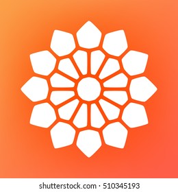 Vector Decorative White Kaleidoscope Mandala Ornament Illustration on Colorful Gradient Background. Abstract Decorative Design Element