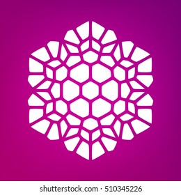 Vector Decorative White Kaleidoscope Mandala Ornament Illustration on Colorful Gradient Background. Abstract Decorative Design Element