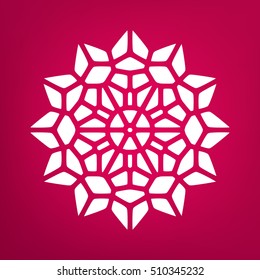Vector Decorative White Kaleidoscope Mandala Ornament Illustration on Colorful Gradient Background. Abstract Decorative Design Element