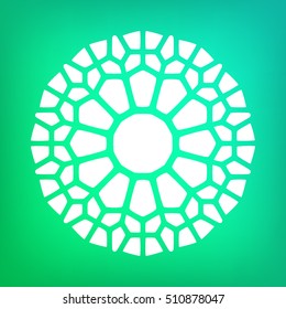 Vector Decorative White Kaleidoscope Mandala Symbol Ornamental Illustration on Colorful Gradient Background. Abstract Decorative Design Element