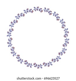 Vector decorative wreath. Frame of leafs and flowers.