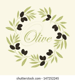 Vector Decorative Wreath Olive Branch.For Labels, Packaging