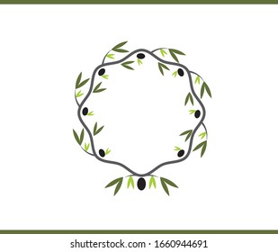 Vector decorative wreath olive branch.For labels, packaging.