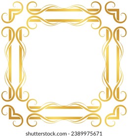 Vector decoratively drawn text box in gold - invitation card - greeting card.