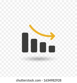 Vector Decrease Graph Icon. Diagram Icon. Stock Vector Illustration Isolated On White Background.