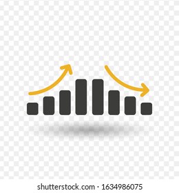 Vector decrease an growing graph icon. Diagram icon. Stock vector illustration isolated on background.