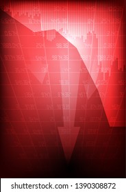 Vector : Decreasing business graph on red stock board