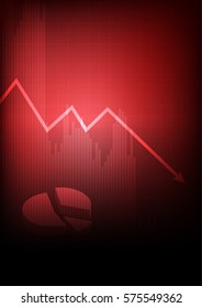 Vector : Decreasing business graph on red background